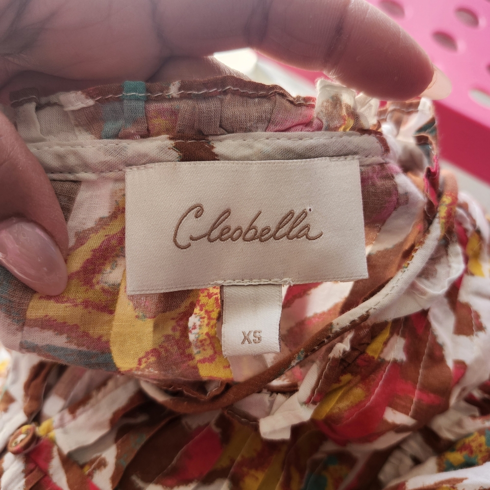 Cleobella Multicolor Floral Puff-Sleeve Peasant Blouse - Picture 3 of 10